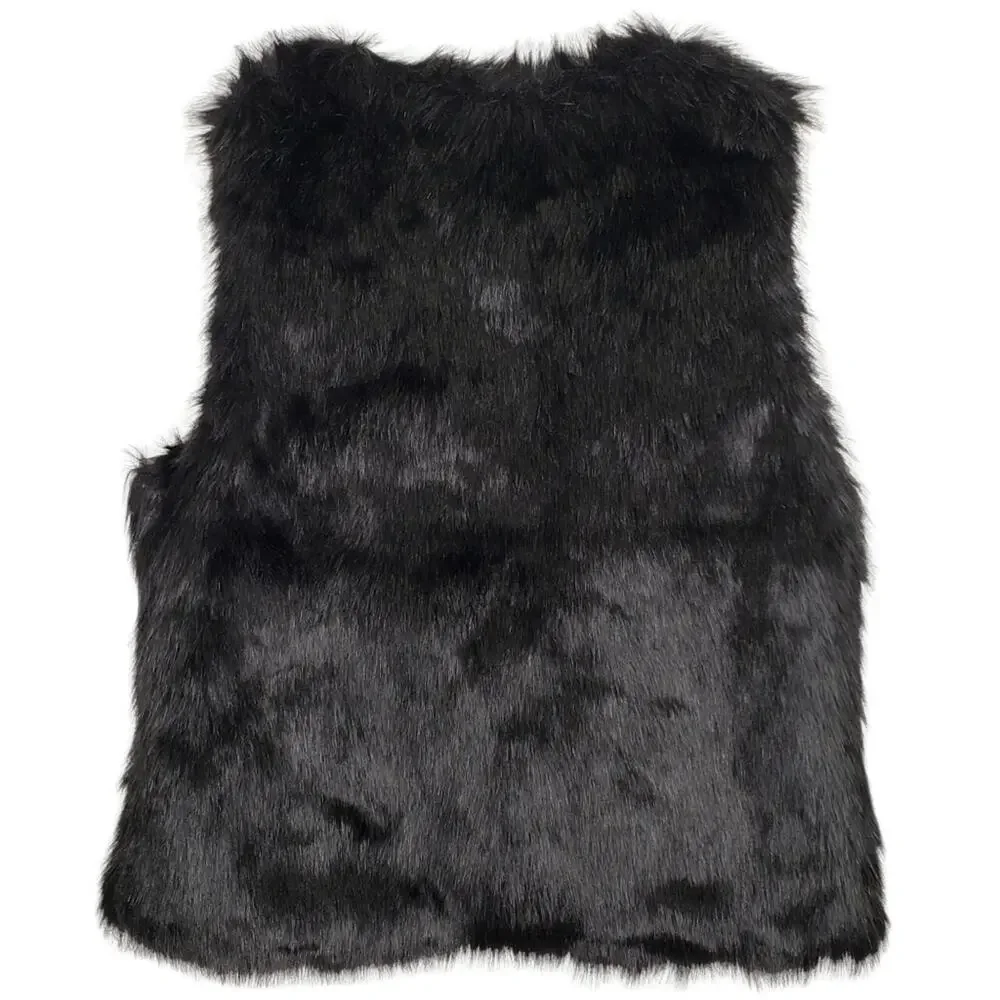 Justice Black Faux Fur Children's Vest 16/18